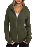 Womens Zip Up Hoodies Fleece Jackets Oversized Sweatshirts Fall Fashion7443