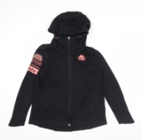 Kappa Womens Black Full Zip Hoodie Sweatshirt Size 12 Logo Sportswear