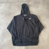Nike Hoodie Womens Medium Y2K Swoosh Lace Up Sports Sweatshirt, Black