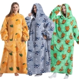 Winter Extra Long Hoodies for Women Homewear Adult Cartoon Sweatshirt Big Pocket