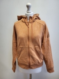C183 WOMENS ADIDAS ORANGE ZIP DRAWSTRING SWEATSHIRT HOODIE UK S 8 EU 36