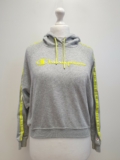 Z915 WOMENS CHAMPION GREY YELLOW CROPPED SWEATSHIRT HOODIE UK XS 6 EU 34