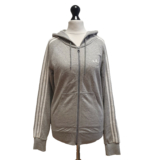QQ610 WOMENS ADIDAS GREY DRAWSTRING ZIPPED SWEATSHIRT HOODIE UK M 10 EU 38