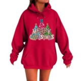 CHRISTMAS Ladies Sweatshirt Pullover Hoodies Baggy Hooded Tops Plus Size 8-26