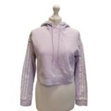 C956 WOMENS ADIDAS PURPLE DRAWSTRING CROP SPORTS SWEATSHIRT HOODIE UK XXS 4