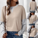 Loose Splicing Two Piece Womens Hoodie Round Neck Sweatshirt Autumn Style
