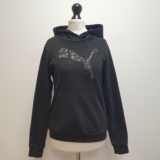QQ604 WOMENS PUMA BLACK DRAWSTRING SPORTS SWEATSHIRT HOODIE UK S 8 EU 36