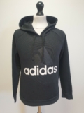 PP312 WOMENS ADIDAS BLACK DRAWSTRING SWEATSHIRT HOODIE UK S 8 EU 36