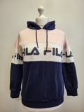 TT836 WOMENS FILA BLUE PINK OVERSIZED DRAWSTRING SWEATSHIRT HOODIE UK M 10 EU 38
