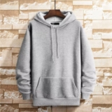 Womens Casual Hoodie Solid Color Loose Fit Hooded Sweatshirt Polyester