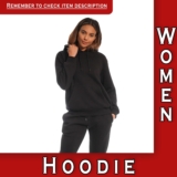 Womens Plain Hooded Sweatshirt Pullover Hoodie Long Sleeve UK Size S Black