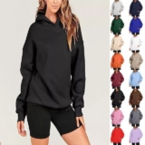 Women Hoodies Long Sleeve Hooded Sweatshirt Ladies Sport Casual Solid Color Warm