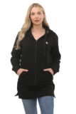 Ladies Hooded Sweatshirt Zip Hoodie Women Hoody Top Sweatshirt Fleece Longline