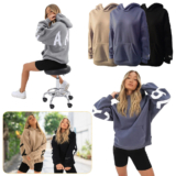 Womens Long Sleeve Letter Hoodies Hooded Sweatshirt Jumper Oversized Baggy Top ❥