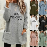 Womens Yes, I’m Cold Slogan Fleece Hoodies Jumper Pullover Sweatshirts Size 6-20