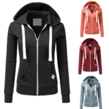 Ladies Womens Plain Zip Up Hoodie Sweatshirt Fleece Jacket Hooded Top 8 To 22UK