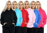 Women Ladies Oversized Pullover Plain Hoodie Top with Out Zip Hoodies Sweatshirt