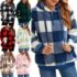 Ladies Fleece Hoodies Solid Sweatshirt Women Casual Loose Long Sleeve Tops