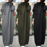 Ladies Fleece Hoodies Solid Sweatshirt Women Casual Loose Long Sleeve Tops