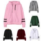 Women Sweatshirt Long Sleeve Hoodies Ladies Loose Fit Solid Color Hooded Tops