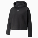 Womens Puma T7 Hoodie Fleece Hoody Sweatshirt Sweater Hooded Jumper Top Black