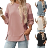 Womens Pullover Splits Sweatshirts Casual Blouses Jumper Hoodies Loose Tops SIZE