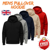 Plain Adults Kids Hoodie Hooded Sweatshirt Mens Womens Boys Girls