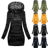 Women Hooded Hoodies Dress Long Tops Pullover Casual Sweatshirts Shirt PLUS SIZE