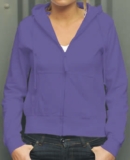 AWDis LADIES FULL ZIP ZOODIE TRUE VIOLET HOODIE SIZE 8 HOODED SWEATSHIRT