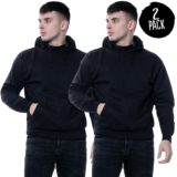2 Pack Mens Pullover Hoodie Plain Hooded Sweatshirt Women Casual Hoody Jumper