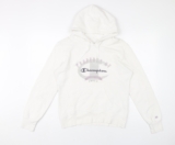 Champion Womens White Hoodie Size M Cotton Pullover Sweatshirt