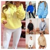 Womens Ruched Sleeve Fleece Hoodie Ladies Oversized Pocket Sweatshirt Jumper Top
