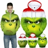 3D Grinch Hoodie Men Women Casual Hooded Pullover Sweatshirt Xmas Birthday Gift