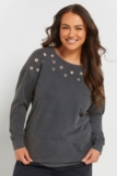 Yours Curve Women’s Plus Size Acid Wash Eyelet Sweatshirt