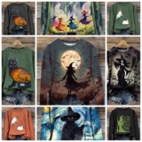 New Halloween Hoodies Pumpkin Womens Long Sleeve Sweatshirt Casual Crew Neck