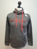W640 WOMENS ADIDAS GREY DRAWSTRING POUCH POCKET SWEATSHIRT HOODIE UK 8 S EU 36