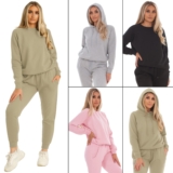 Womens Tracksuit Set Ladies Crew Neck Sweatshirt Casual Joggers Suit S-2XL