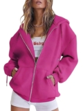 Womens Zip  Hoodies Oversized Sweatshirts Fall School Fashion Outfits3375