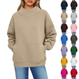 Women’s Fashion Turtleneck Pullover Hoodies Long Sleeve Mock Neck Sweatshirt Top