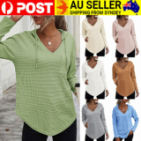 Womens Hooded Sweatshirt Long Sleeve Hoodies Casual Pullovers With Pocket Tops