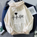 Fashionable Womens Printed Hoodie Long Sleeve Sportswear for Daily Activities