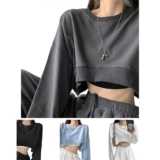 Women’s Loose Pullover Tops Casual Crop Hoodies Sweatshirt Long Sleeve