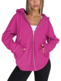 Womens Zip Up Hoodies Oversized Sweatshirts Fall School Fashion Outfits3082