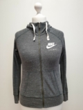 SS771 WOMENS NIKE GREY DRAWSTRING ZIPPED SWEATSHIRT HOODIE UK 6 XS EU 34
