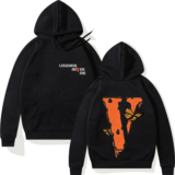 Men loose large v-printed hoodie, winter warm-lined hooded sweatshirt Hoodies