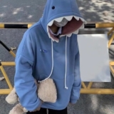 Autumn Winter New Funny Shark Patchwork Hoodies Men and Women Kawaii Sweatshirt