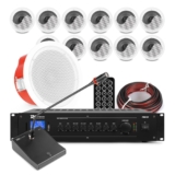 Power Dynamics 12x CSF 5″ 100V Commercial Ceiling Speaker System with Paging Mic
