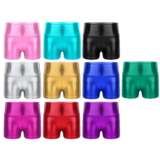 Kids Girls High Waist Dance Yoga Shorts Shiny Metallic Gymnastics Sports Bottoms