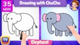 How to Draw Jungle Animals for Kids | Elephant, Lion, Tiger Step by Step | 35 Min | ChuChu TV