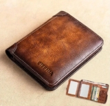Cowhide Leather Men Wallet RFID Multifunction Credit Card Holder UK Seller